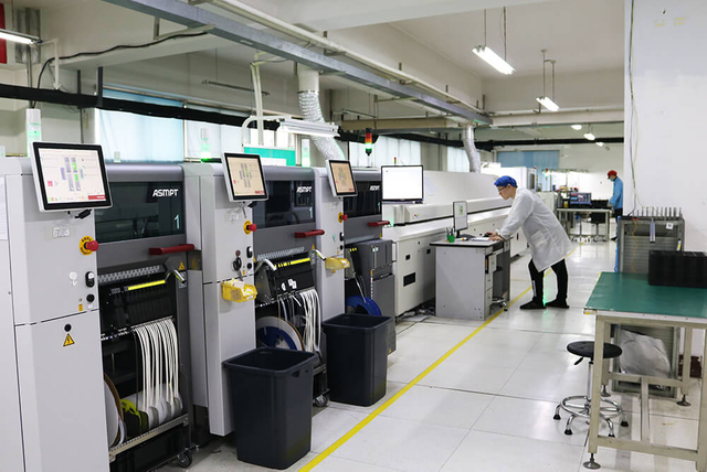 Advanced electronics manufacturing production line in operation