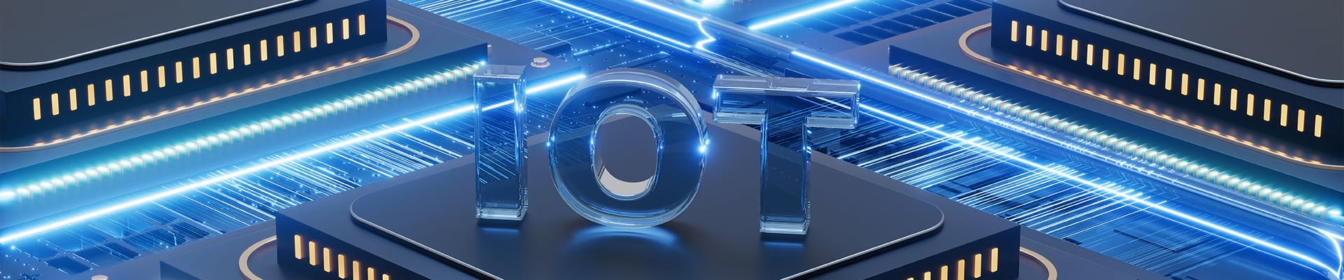 IoT technology digital concept with blue circuit connections