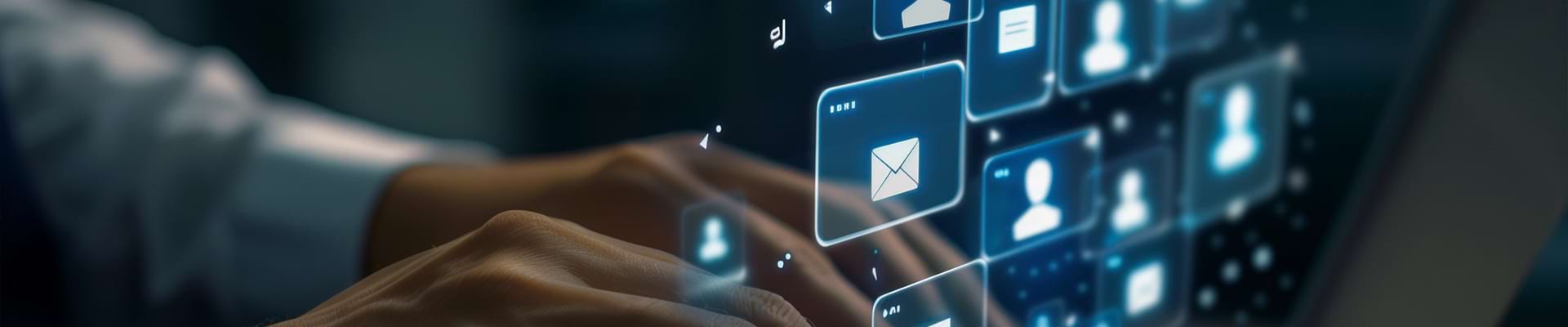 Digital contact interface with email communication icons