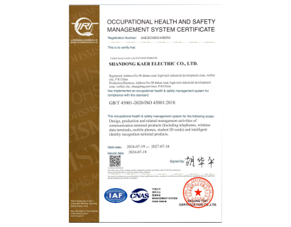 Occupational Health and Safety Management System Certificate