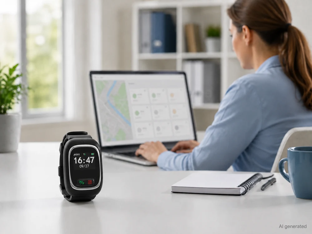 4G senior watch with a caregiver using a telecare device management platform.webp