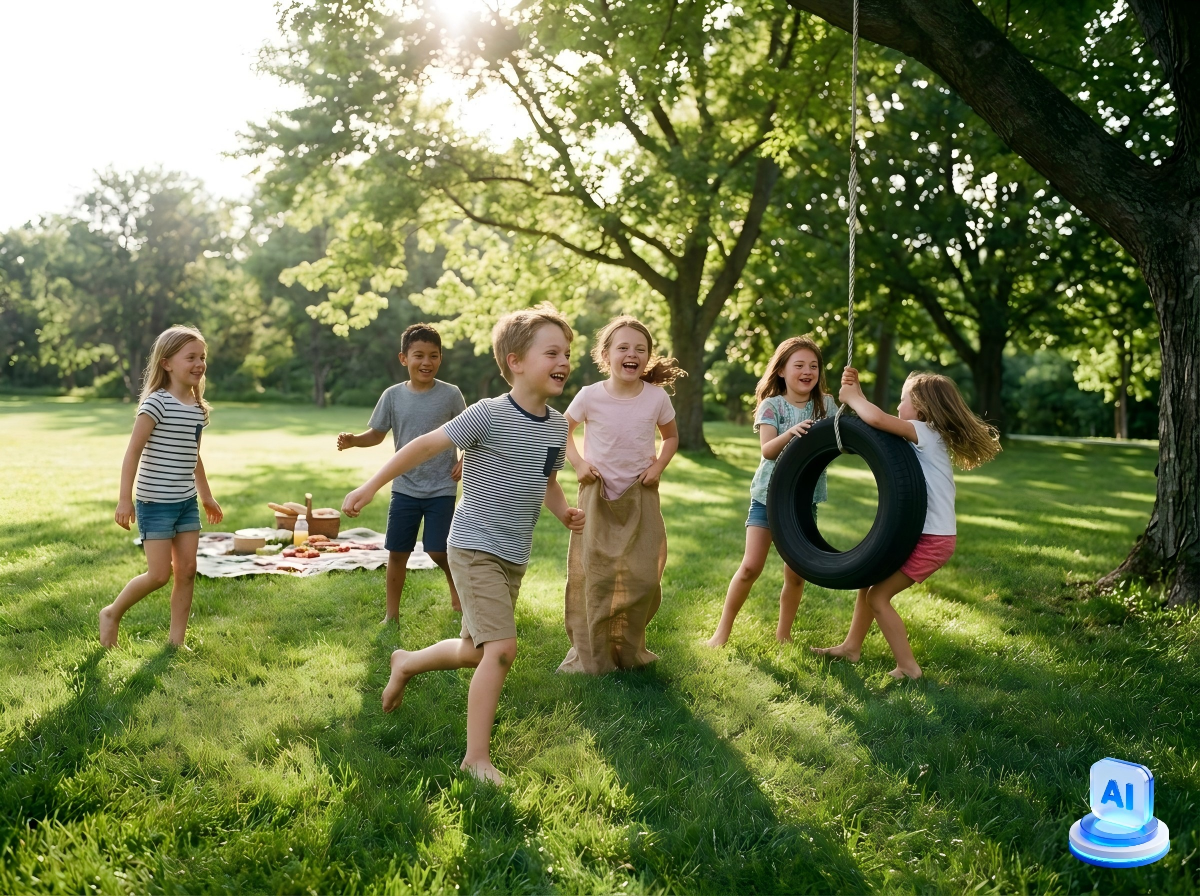 children playing outside