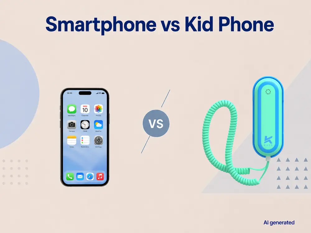 Smartphone vs kid phone comparison for choosing a child’s first communication device.webp
