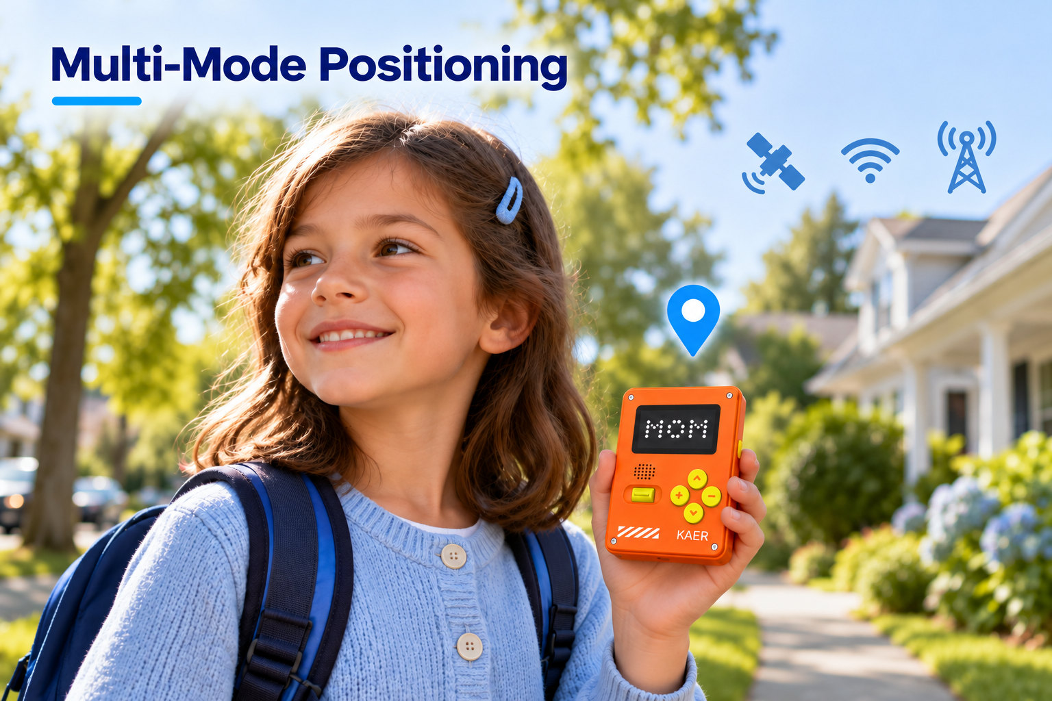 Child-holding-the-KAER-KXS18-with-GPS-Wi-Fi-and-LBS-positioning-icons
