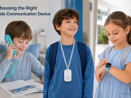 Child using a Wi-Fi SIP phone, 4G tracker phone and smartwatch for different communication needs.webp