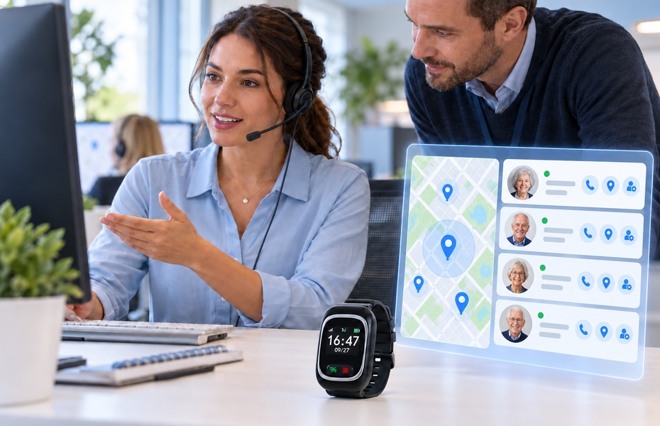HW02 watch with a senior location and contact management platform