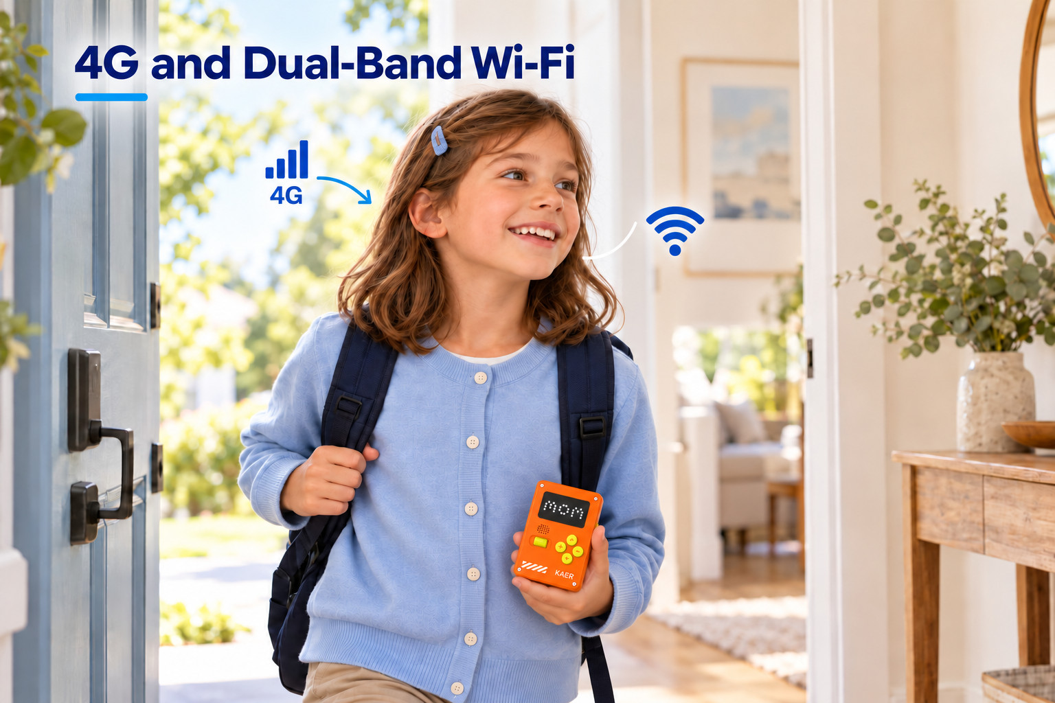 Child-holding-the-KAER-KXS18-with-4G-and-dual-band-Wi-Fi-connectivity-icons