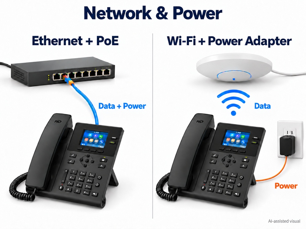 SIP phone power options PoE or separate adapter.jpg