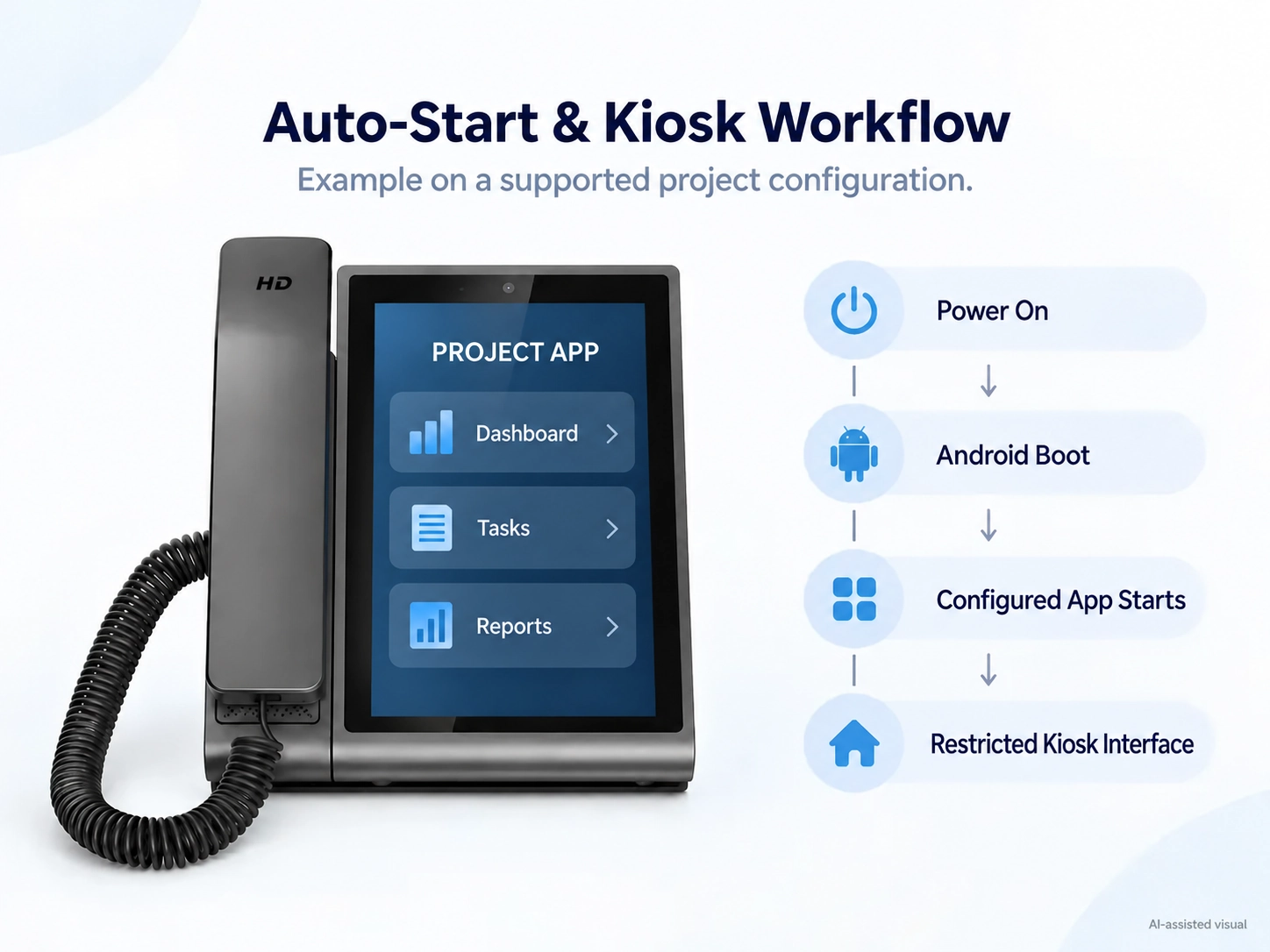 Android desk phone auto-start and Kiosk workflow.webp