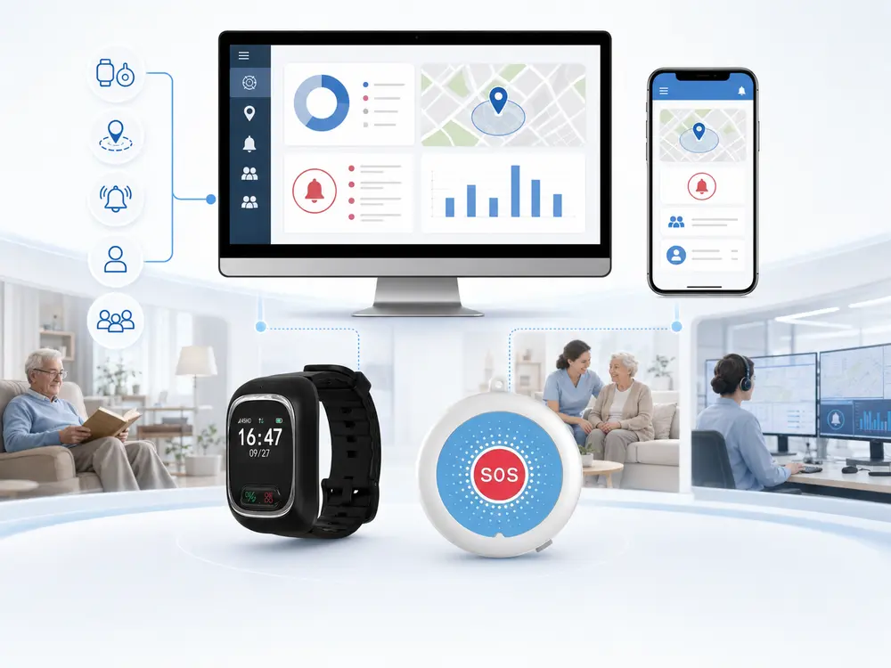 Unified platform for senior GPS watch and SOS pendant management.webp