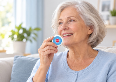 Senior-woman-using-HTK01-for-a-family-call