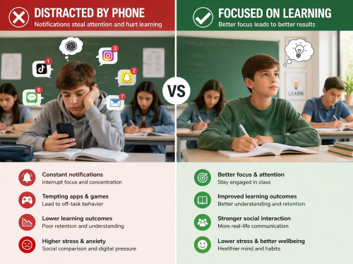 classroom distraction caused by social media notifications on student smartphones