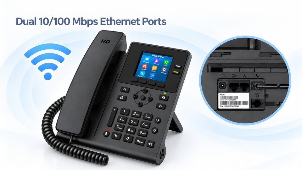KAER KS31 Wi-Fi SIP phone with dual Ethernet port detail