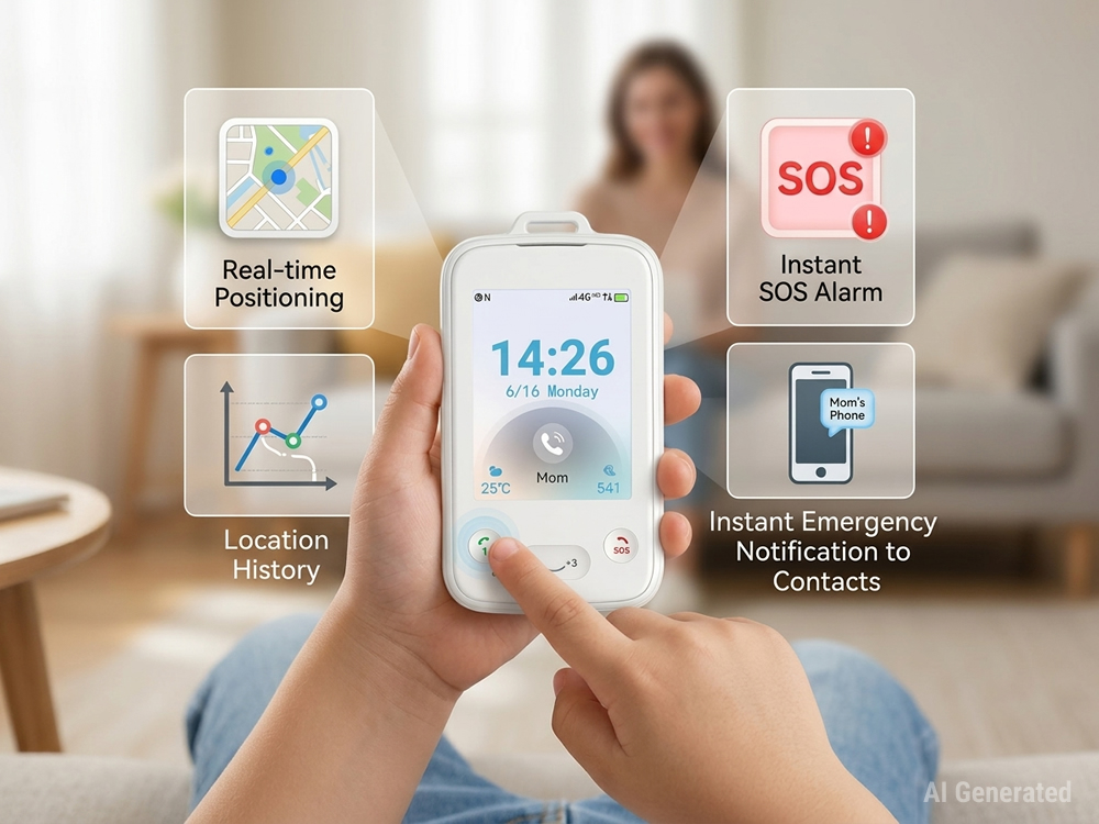 A child safety tracking device with functions for real-time positioning, location history, and instant SOS alarm..jpg