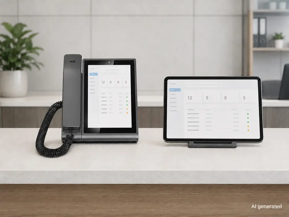 HA06 8-inch Android desk phone compared with a tablet for fixed business communication.webp