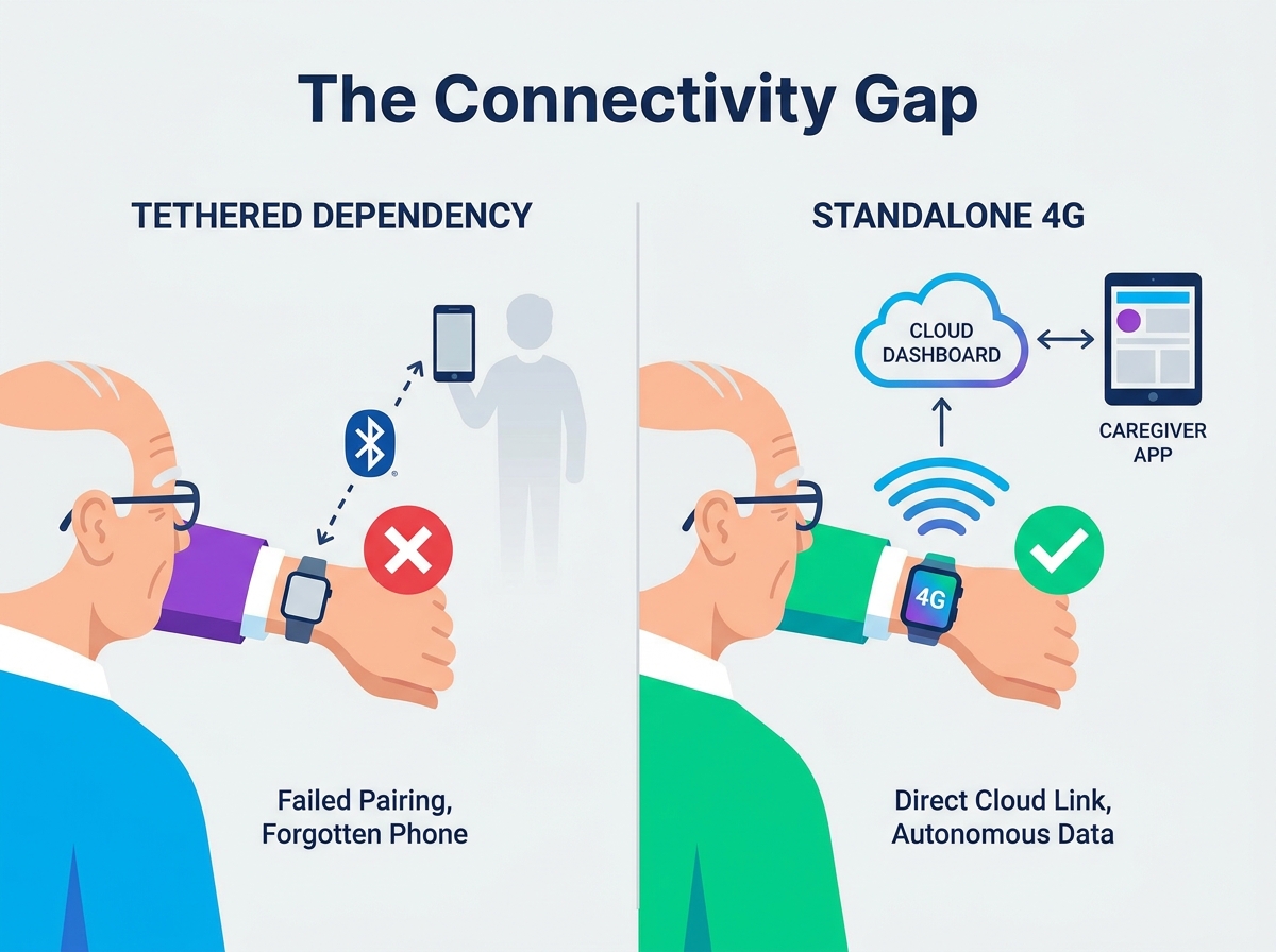 Elder 4G Smart Watch remote health monitoring